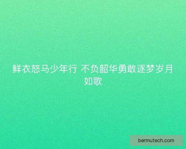 鲜衣怒马少年行 不负韶华勇敢逐梦岁月如歌